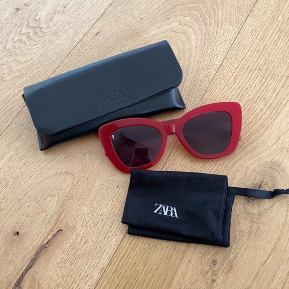 Zara Accessories Zara Cat Eye Sunglasses In Red Poshmark